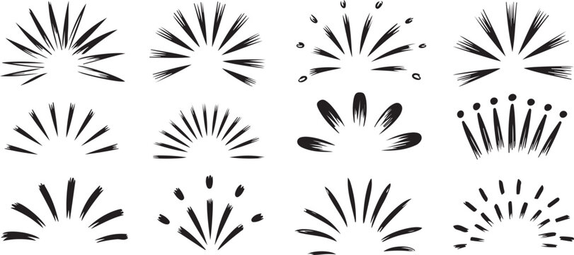 starburst icons brush stroke explosion elements set