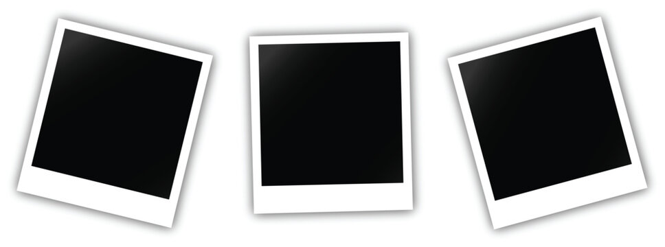 Photo Memories: Capturing moments frozen in time with blank Polaroid-style instant camera print frames, perfect for displaying personal photos and treasured memories.