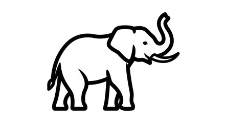 Obraz premium Simple Black Line Drawing of Elephant.