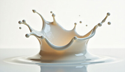Milk splash creating a crown shape on liquid surface  