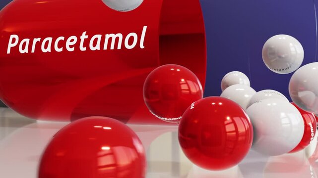 Paracetamol  capsule  (Slow Motion w/Chemical Formula)