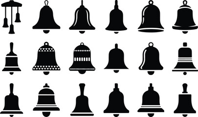 Obraz premium Bell Collection Silhouette Icon Set Classic Bell Typography Silhouette Icon Pack