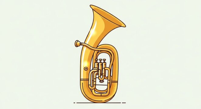 Golden Euphonium Musical Instrument Illustration.