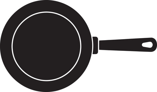 Black frying pan with white outline kitchen cookware