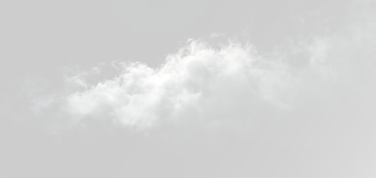 Flowing white smoke trail or steam stream isolated on white background, realistic vapor smoke swirl with wispy cloud texture png