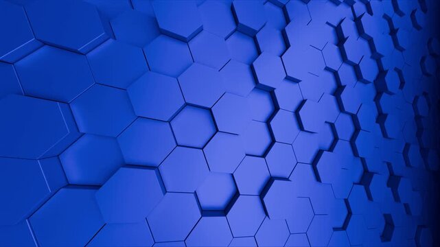 Esagoni in movimento, sfondo loop infinito, rendering 3d