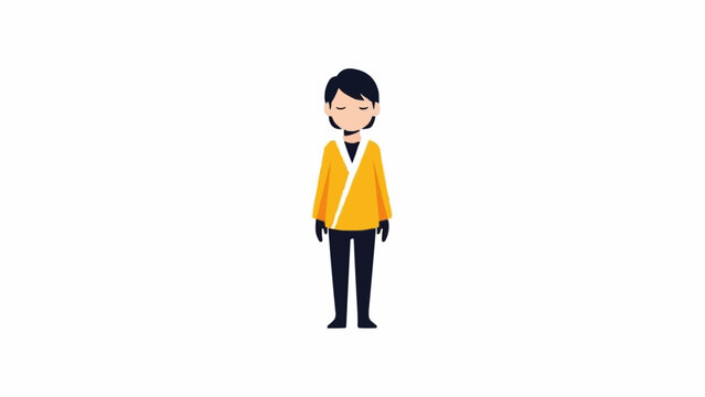 Cartoon man wearing yellow jacket.