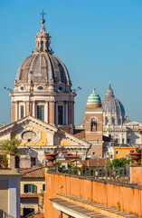 Naklejka premium San Carlo al Corso basilica seen from Pincian hill, Rome, Italy
