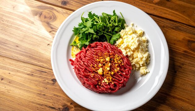 Ethiopian Kitfo Minced Beef with Spiced Butter. Traditional African Food