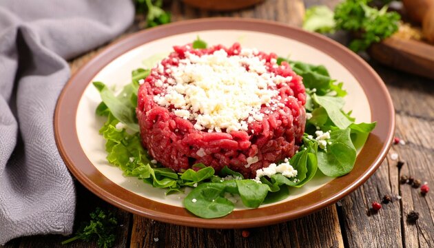 Ethiopian Kitfo Minced Beef with Spiced Butter. Traditional African Food