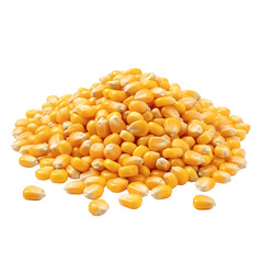 A pile of yellow corn kernels on transparent background