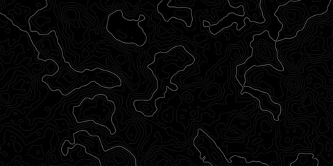 Topographic Contour Map Lines On Dark Abstract Background For Terrain And Cartography Design. © MDKAWSAR