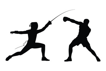 Fencer and Boxer Silhouette Icons