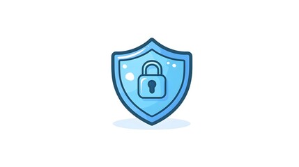Obraz premium Blue Shield with Padlock Icon Representing Digital Security and Data Protection.