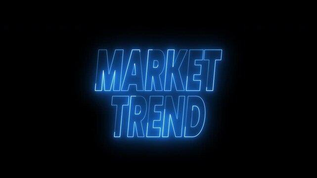 Market trend text animation on a black background. 4k animated typography Perfect for opener presentation videos, business blogs, financial reports, marketing materials, etc.