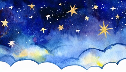 watercolour painting of night sky and stars