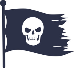 Pirate flag cartoon icon. Dangerous nautical warning