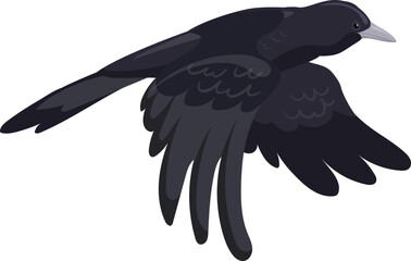 Fototapeta premium Bird flight icon. Black raven. Wild animal