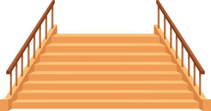 Stairway empty flight. Straight forward stairs with handrails