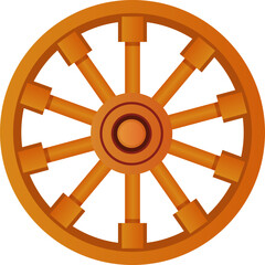 Obraz premium Carriage wheel. Ancient transport technology cartoon icon