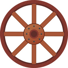 Obraz premium Wheel cartoon icon. Retro wooden cart part