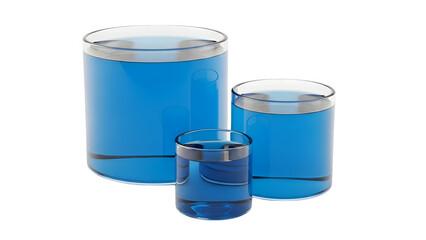 Three blue cylindrical containers stacked in descending size for storage or organization