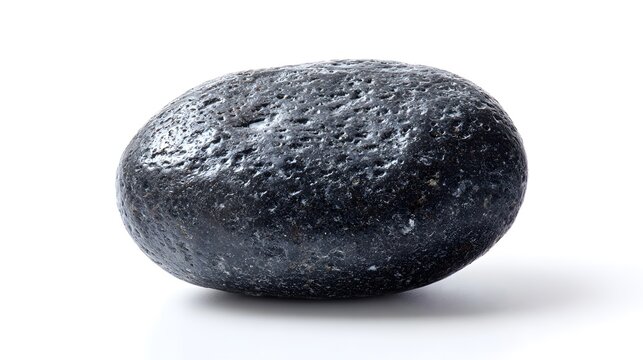 Dark, rough-textured tektite meteorite on a clean white background, showcasing its unique extraterrestrial origin and geological features.