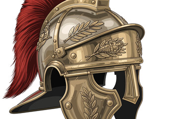 Ancient Greek or Roman Helmet with Red Plume. © Afif