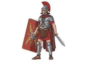 Obraz premium Roman Soldier with Sword and Shield.