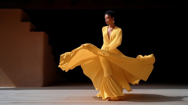 Flamenco dancer stamping powerful rhythmic footwork on a wooden stage in a dimly lit Andalusian tablao venue, perfect for Spanish traditional performance, flamenco dance culture, passionate