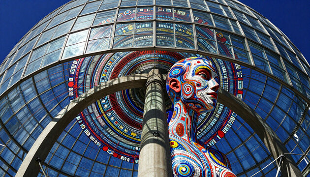 Colorful Human Head Sculpture