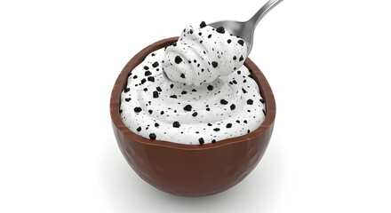 Obraz premium Cookies and cream spoon Easter egg isolated on white background