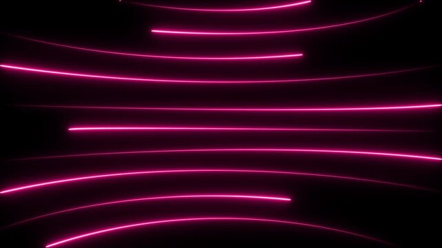 Neon lights blinking lines moving animation. Seamless loop animation of glowing neon line. glowing colorful neon line animation .Neon color lines as colorful laser on black background.4k video