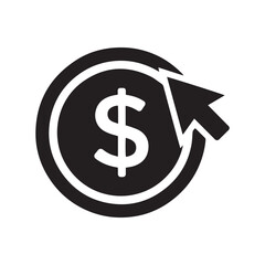 Obraz premium Online Payment Click Dollar Icon in Minimal Monochrome Vector Style.
