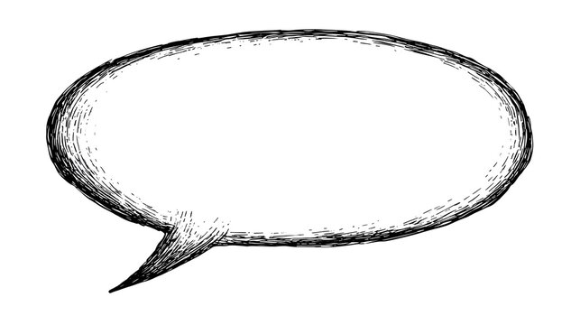 Hand-Drawn Speech Bubble with Textured Shading for Communication.