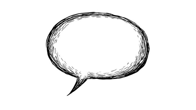 Hand-drawn sketch of an empty speech bubble on a white background, perfect for comic book style communication.