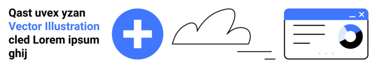 Obraz premium Healthcare, cloud computing, data visualization, digital services, connection, online platforms. Blue medical cross, abstract cloud shape data chart in a window. Healthcare and cloud computing