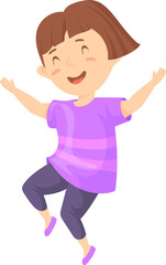 Fototapeta premium Happy girl jumping. Cute little kid character