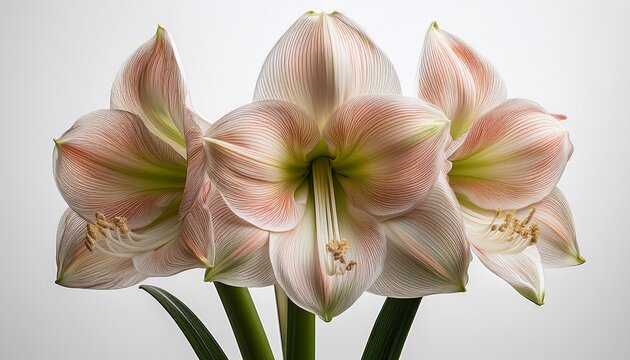 a delicate amaryllis blooms showcasing nature s exquisite artistry against on white background