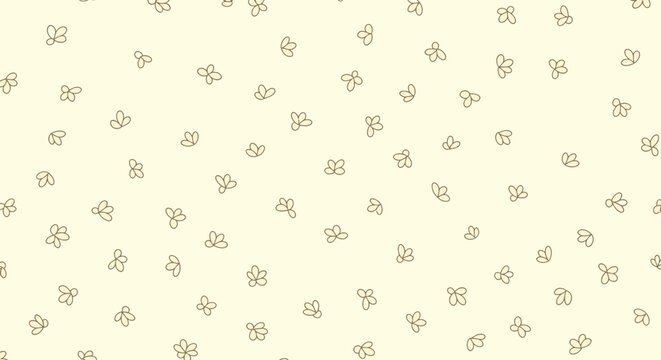 Subtle light cream background with numerous small, scattered, abstract beige three-petal shapes creating a delicate, minimalist pattern.