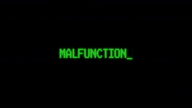 malfunction text typing computer retro style with rgb split noise effect glitch distortion, flicker background. motion text 4k video with alpha channel