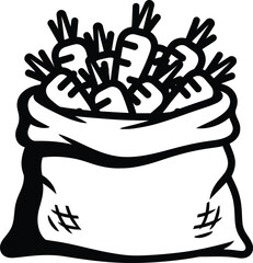 Obraz premium Carrots in burlap sack freshly harvested garden vector illustration