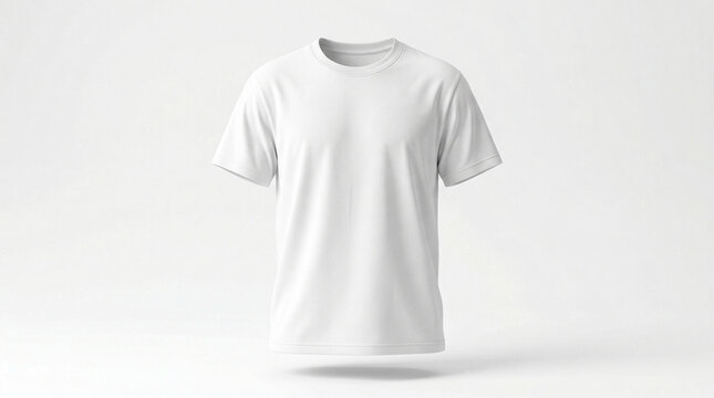 Modern blank t-shirt mockup on a plain surface from a front viewpoint for design presentation purposes