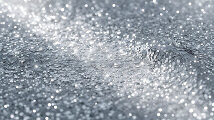 Obraz premium A close up view of sparkling silver glitter with light reflecting on its surface