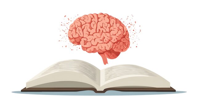 Open Book with Brain Illustration - Symbolizing Learning, Knowledge, and Intellectual Growth.