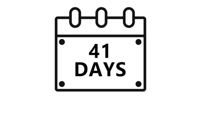Forty one days countdown calendar reminder interface minimal schedule planning event deadline timer concept clean digital UI animation 4K video