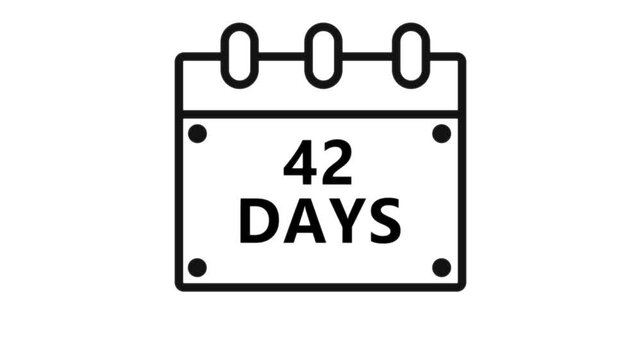 Forty two days countdown calendar reminder interface minimal schedule planning event deadline timer concept clean digital UI animation 4K video