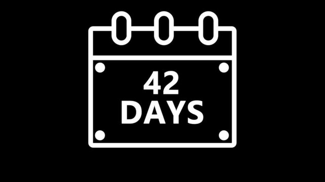 Forty two days countdown calendar reminder interface dark minimal schedule planning event deadline timer concept modern digital UI animation 4K video