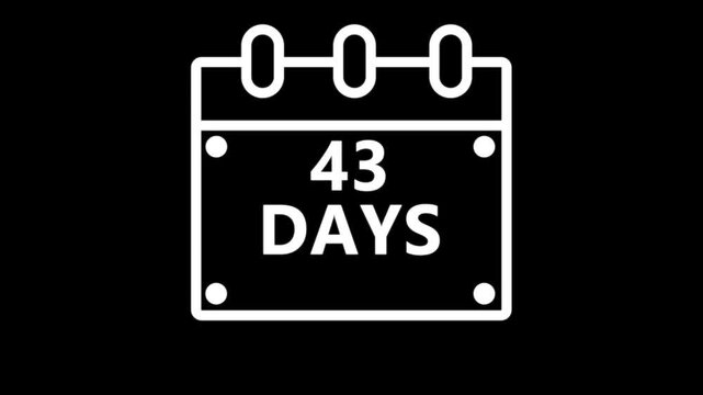 Forty three days countdown calendar reminder interface dark minimal schedule planning event deadline timer concept modern digital UI animation 4K video