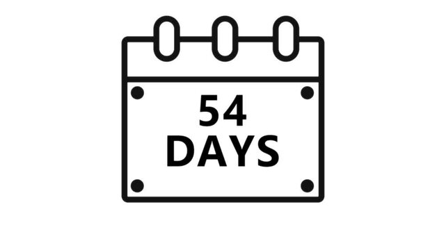 Fifty four days countdown calendar reminder interface minimal schedule planning event deadline timer concept clean digital UI animation 4K video